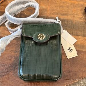 NWT Tory Burch Forest Green Textured Crossbody